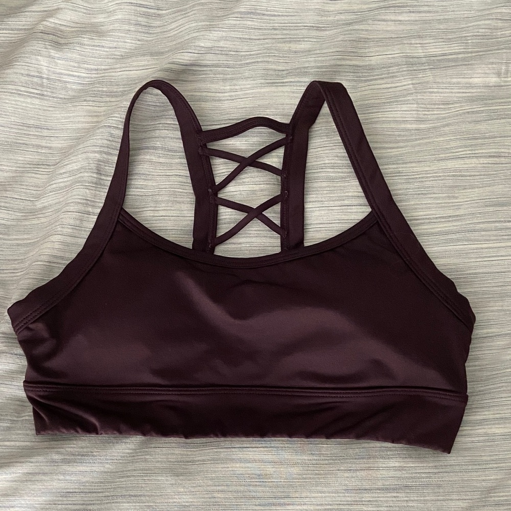 Balance Collection Strappy Back Sports Bra in Plum